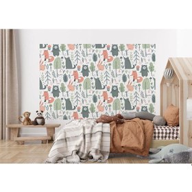 Resim Sevimli Doğa Hayvanları Temalı Öğretici Çocuk Odası Duvar Kağıdı-5723 