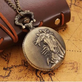 Resim keyfimshop Kişiye Özel At Büstü Kabartmalı Büyük Boy Köstekli Saat 