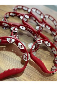 Resim kübraccessory Çıngırak Def, Kına Gecesi Plastik Metal Zilli Çıngırak Tef Kırmızı 10 Adet 