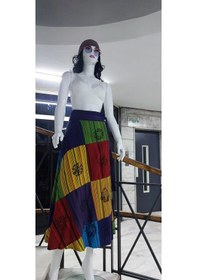 Resim Hint Etnik Kadın Patchwork Desenli Anvelop Etek 95 Cm Sarı 