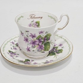 Resim Queen's February Detaylı Çay Kahve Fincan Takımı Çok Renkli 