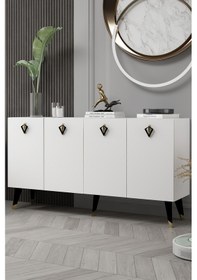 Resim 8208-32dd Kb150 Konsol, Tv Ünitesi Beyaz-altın-siyah Beyaz-altın-siyah 