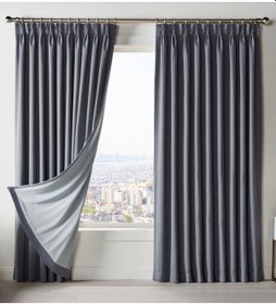 Resim Dauble Blackut Karartma Perde Tek Kanat 1x2 Amerikan Pileli Fon Perde Koyu Gri 