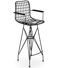 Resim Knsz kafes tel bar sandalyesi 1 li zengin syhbonar kolçaklı 75 cm oturma yüksekliği ofis cafe bahçe mutfak 