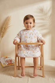 Resim DYZSTAR TinyBee Leke Tutmaz Sıvı Geçirmez Uzun Kollu Bebek Mama Önlüğü - 2 li Set BLW Uyumlu Kırıntı Cepli 6 