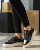 Resim AYAKMOD Lady 029 Z Altın Detaylı Siyah Kadın Sneaker 