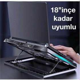 Resim Coofbe Yükseklik Ayarlı Led Işıklı Turbo 6 Fanlı Notebook Laptop Soğutucu Notebook Laptop Standı 