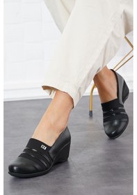 Resim White Line 1600 Kadın Günlük Dolgu Topuklu Ayakkabı Siyah 