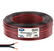 Resim 50 METRE HOPARLÖR ELEKTRİK VE SES KABLOSU 2X1,5MM KIRMIZI ÇİZGİLİ ŞEFFAF 