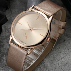 Resim Şık Kadınlar için Gül Altın Kuvars Saati - Minimalist Yuvarlak Kadran, PU Deri Kayış, Darbeye Dayanıklı Tasarım, Ofis veya Günlük Kullanım için Mükemmel, Hediye Kutusu ile Birlikte Gelir 