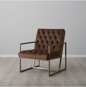 Resim ARONA By Kalkan BROWN İskandinav Modern Metal Berjer Tekli Koltuk Ofis Ev Oturma Odası Cafe 