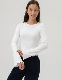 Resim Alez Uzun Kollu Nervürlü Flare Üst 268652243 Sütlü 