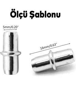 Resim Nzb Raf Pimi Cam Ahşap Metal Raf Tutucu Çivisi Mobilya Dolap Pimi Metal (50 Adet) 