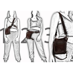 Resim Crow'sRoom Handmade Deri Bel Ve Bacak Çantası (küçük Model Koyukahve) 