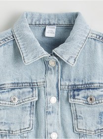 Resim LC Waikiki NEVAVM Farkıyla LCW Kids Mavi Gömlek Yaka Kız Çocuk Jean Ceket - S6CS86Z1-V2T 