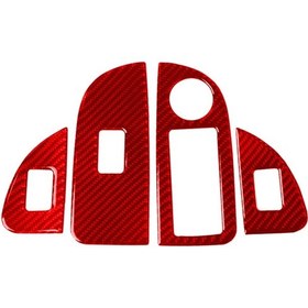 Resim 4 Adet / Takım Alfa Romeo Giulia 2017-2019 İçin Karbon Fiber Araba Pencere Düğme Paneli Dekoratif Etiket, Sol Sürücü Kırmızı 1 Adet 