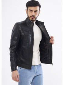 Resim Derinss Der101 Hakiki Deri Erkek Siyah Mont 