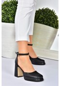 Resim Fox Shoes Siyah Kalın Platform Topuklu Kadın Ayakkabı M404100809 Siyah-Suni Deri 