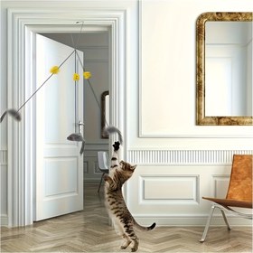 Resim Etkileşimli Peluş Kedi Oyalayıcı Oyuncak - Tüm Irklar İçin Ayarlanabilir Asılı Tasarım, Pil Gerektirmez 