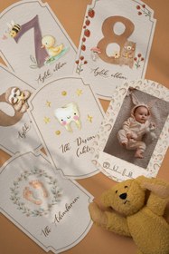 Resim MSticker Bebek Anı Kartları, 22 Adet En Özel Anlar için Anı Kartı / Fotoğraf Figür, Özel Tasarım Saklama Kutu 