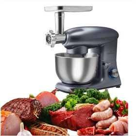 Resim Kıyma Çekme ve Hamur Yoğurma, Karıştırma 5,5 Lt Sucuk-Sosis/içli Köfte Aparatlı Mutfak Şefi 1900W 