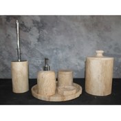 Resim MIARIK DESIGN & DEKORASYON Dekoratif Traverten Mermer Banyo Seti Takımı 7 Li Aksesuar Detaylı Tasarım Set 