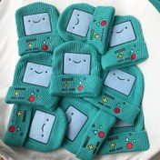 Resim 1 adet Erkek Retro Oyun Pixel Sanat Örgü Bere - Geometrik Nakış Tasarımı, Sıcak Polyester Dolgulu PE Kafatası Kapağı, Soğuk Hava İçin Siyah Günlük Şapka, Rahat Örgü Şapka, Konforlu Başlık, Nostaljik Tasarım, Dayanıklı Nakış 