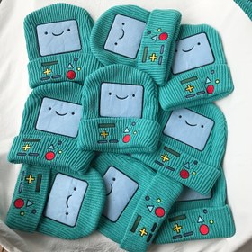 Resim 1 adet Erkek Retro Oyun Pixel Sanat Örgü Bere - Geometrik Nakış Tasarımı, Sıcak Polyester Dolgulu PE Kafatası Kapağı, Soğuk Hava İçin Siyah Günlük Şapka, Rahat Örgü Şapka, Konforlu Başlık, Nostaljik Tasarım, Dayanıklı Nakış 