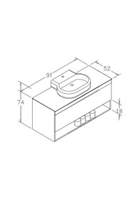 Resim Orka Knidos 90 Cm Mdf Navaro Banyo Dolabı Alt Modül Ve Lavabo Çok Renkli 
