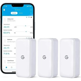 Resim 3'lü Bluetooth Higrometre ve Termometre Seti, Uygulamalı Nem Ölçer 