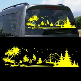 Resim Melek Pazarı 160 X 44 Cm Kampçı Ayı, Çadır Kampı, Kamp Karavan Sticker 