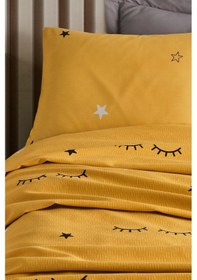 Resim Baskılı Pike Takımı Tek Kişilik Dide Sarı Sarı 