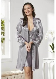 Resim Pierre Cardin 6'lı Kaplı Midi Gecelik Sabahlık Set 6965 Royal Royal 