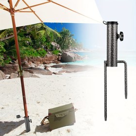 Resim 1'li Paket Yer Sabitleyici Taban, Sağlam ve Dayanıklı, Balıkçılık Kamışları, Bayraklar ve Şemsiye Gibi Çeşitli Eşyaları Güvenle Sabitler, Parklar, Kamp Alanları ve Balıkçı Sahilleri İçin Uygun 