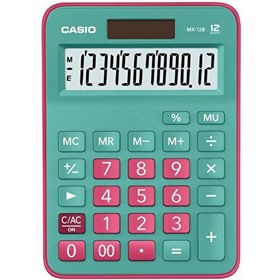 Resim Casio MX-12B-GNRD 12 Haneli Masaüstü Hesap Makinesi Yeşil-Pembe 