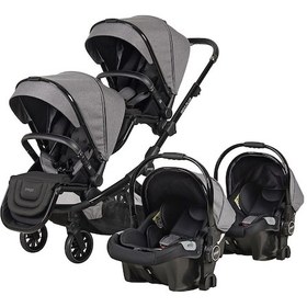 Resim Prego İbiza Plus Travel Sistem İkiz Bebek Arabası 2223 Gri 