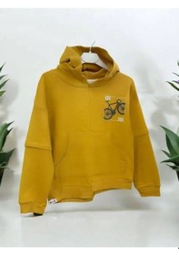 Resim Zekids Erkek Çocuk Mevsimlik Pamuklu Kapüşonlu Kanguru Cepli Sweatshirt-14421 Hardal 