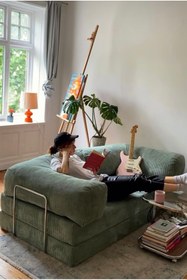 Resim Huga Mobilya Petite 80x160 Kanepe Oyun, Tv, Sinema Koltuğu- Yatak Olabilen Fitilli Kadife Yıkanır Silinir 