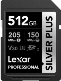 Resim Lexar 512 GB Silver Plus SD UHSI V30 U3 205MB/S Hafıza Kartı 