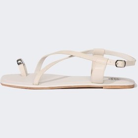 Resim DeFacto Kadın Taşlı Düz Taban Suni Deri Sandalet D8968AX25SMWT55 Beyaz 