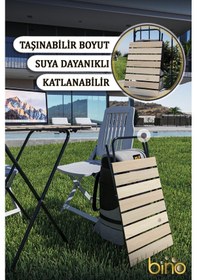 Resim Bino Yükseklik Ayarlı Katlanır Ahşap Kamp Mutfak Piknik Balkon Masası 