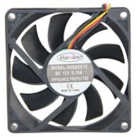 Resim 8Cm 15 MM 12V 0 15A 3 Uçlu Fan 80X80X15 12V Dc 3 Kablo 