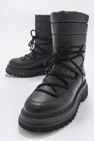 Resim LuviShoes Weld Siyah Cilt Kadın Kar Botu 