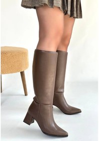 Resim Biçomi Roksa Acı Kahvei Cilt Topuklu Çizme Çok Renkli 