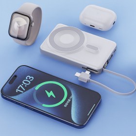 Resim Gift Ajans 4 in 1 Magsafe Powerbank 10.000 Mah Standlı Taşınabilir Kablosuz Şarj Cihazı 