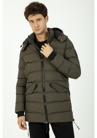 Resim Maraton Sportswear Regular Erkek Kapşonlu Uzun Kol Basic Haki Mont 21262-haki Haki 