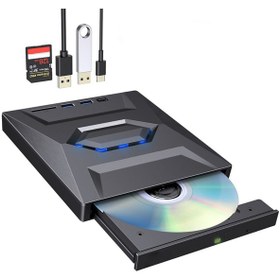Resim Valkyrie USB 3.0 Harici External CD DVD Okuyucu Yazıcı LED USB Hub Tf Sd Kart Okuyucu Çoğaltıcı 