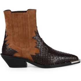 Resim Metal Detaylı Kahverengi Kadın Kovboy Botu Kobe 