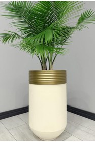 Resim evdeniste ELEGANT Dekoratif Eskitme Darbuka Krem Saksı 60cm 