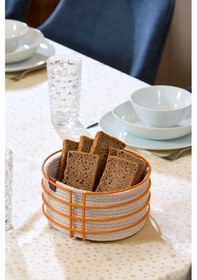 Resim Edora Home Turuncu Paslanmaz Yuvarlak Ekmek Sepeti Makrome - Çok Amaçlı Metal Turuncu 